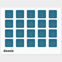 CMEC Stickers - Quadrat, blau mit Pfirsich, 1,5"x1