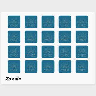 CMEC Stickers - Quadrat, blau mit Pfirsich, 1,5"x1