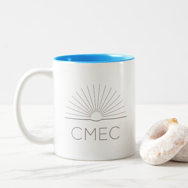 CMEC Zweifarbige Tasse - graues Logo, türkisfarben (Mit Donut)