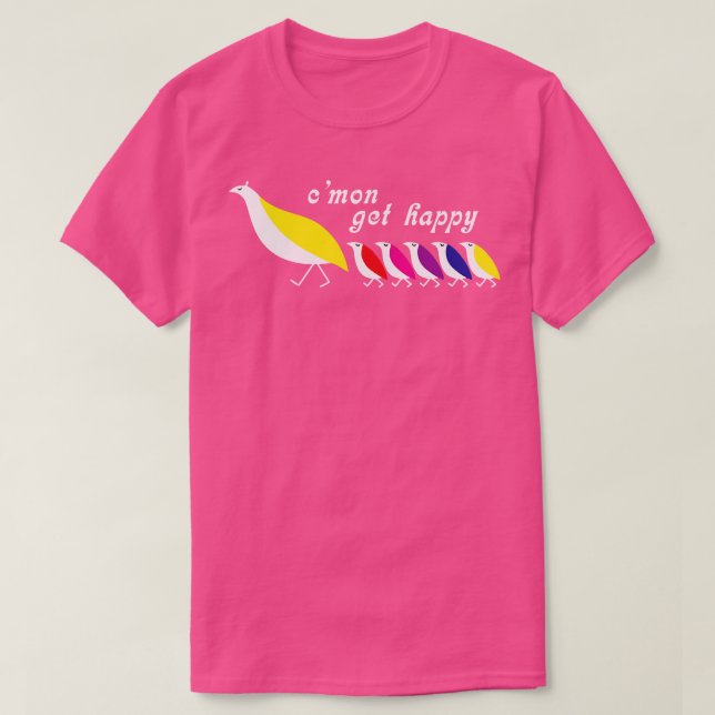 Cmon Get Happy Vintag Retro Button T-Shirt (Design vorne)