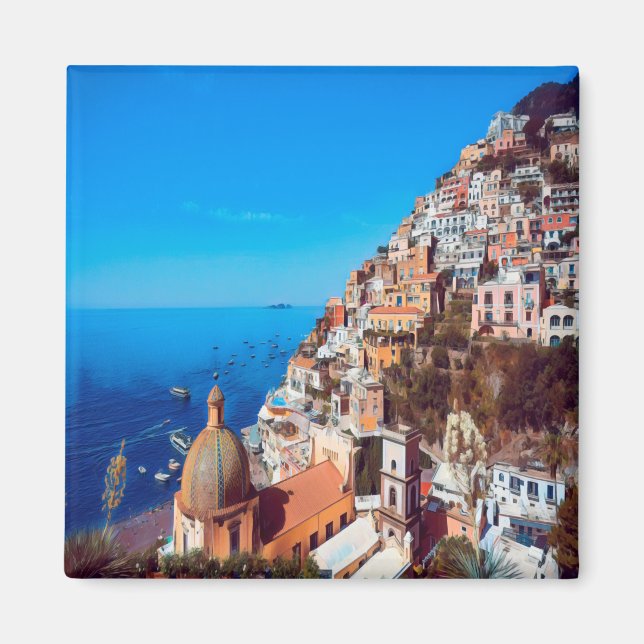 CMP008 POSITANO, AMALFI COAST, Italien, Kühlschran Magnet (Vorne)
