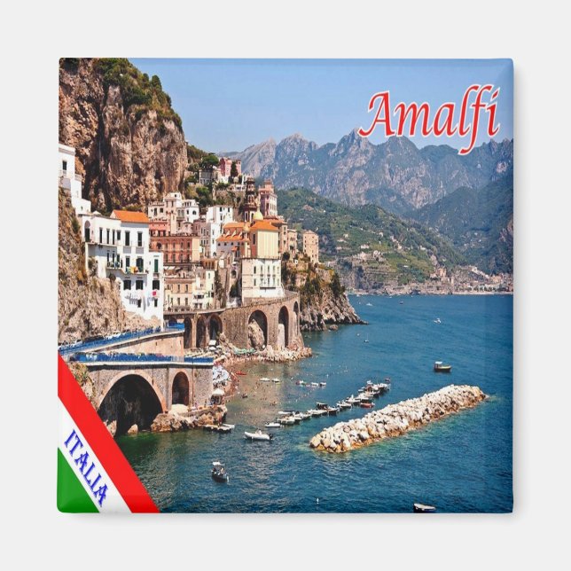 CMP139 AMALFI, Panorama, Italien, Kühlschrank Magnet (Vorne)