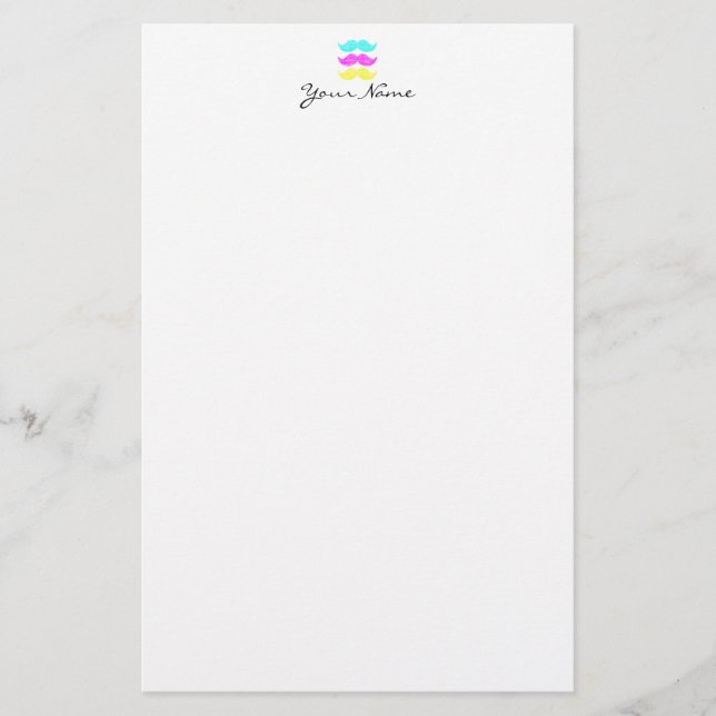 CMY Mustaches (Letterpress style) Briefpapier (Vorderseite)