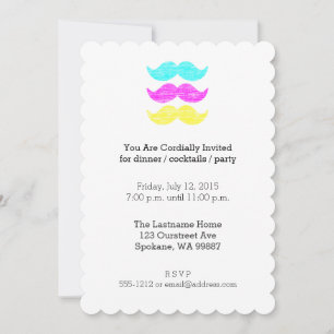 CMY Mustaches (Letterpress style) Einladung