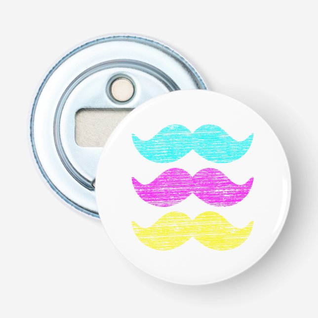 CMY Mustaches (Letterpress style) Flaschenöffner (Vorderseite)