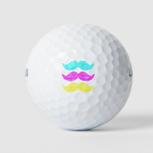 CMY Mustaches (Letterpress style) Golfball (Vorderseite)