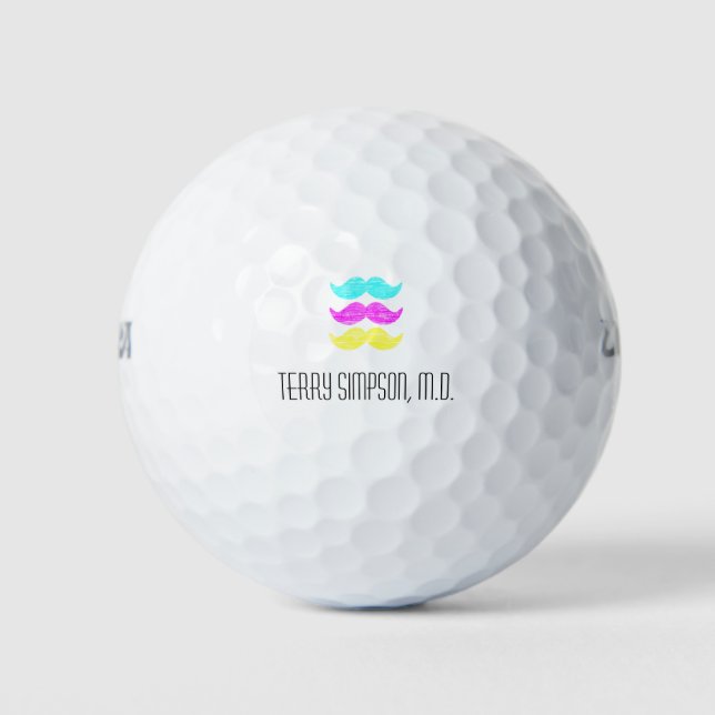 CMY Mustaches (Letterpress style) Golfball (Vorderseite)