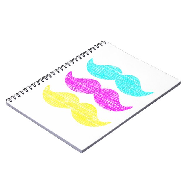 CMY Mustaches (Letterpress style) Notizblock (Linke Seite)