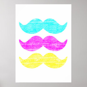 CMY Mustaches (Letterpress style) Poster