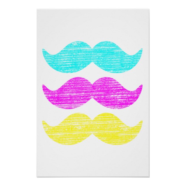 CMY Mustaches (Letterpress style) Poster (Vorderseite)