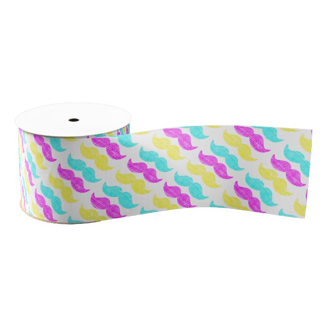 CMY Mustaches (Letterpress style) Ripsband (Spule)
