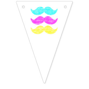 CMY Mustaches Wimpelkette