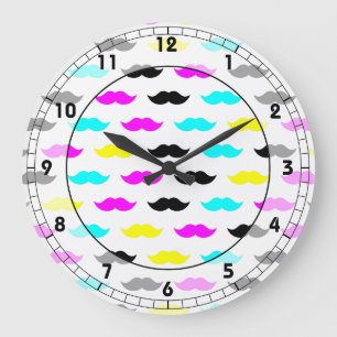 CMYK-Hipster-Schnurmuster Große Wanduhr