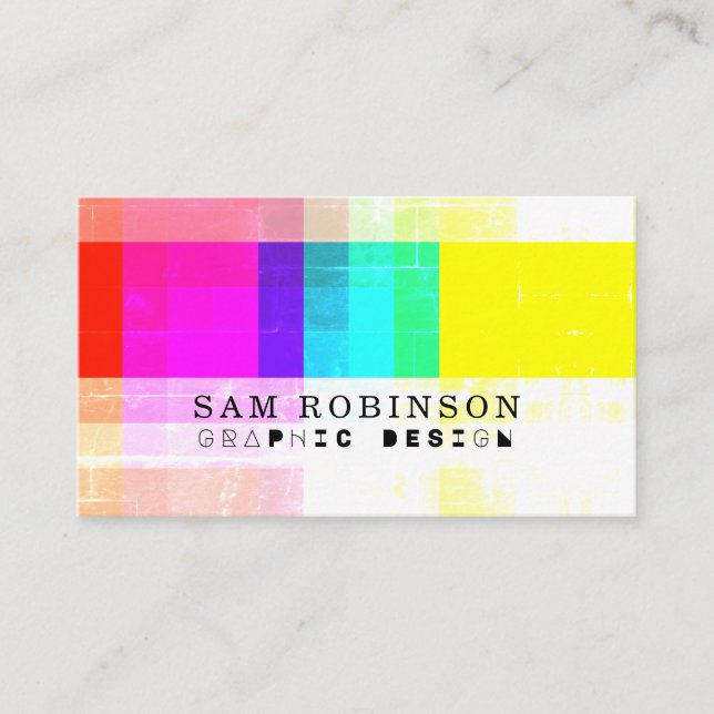 CMYK LFi Bright Bunte Grunge Cool Visitenkarte (Vorderseite)