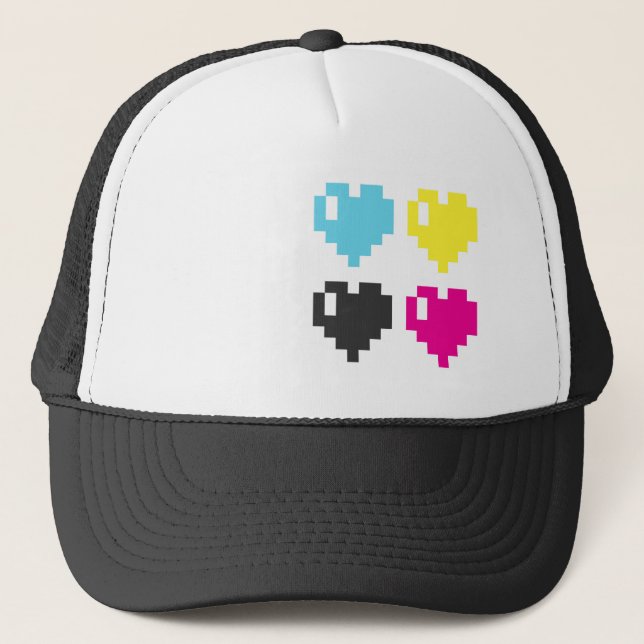 CMYK Pixel-Herzkappe Truckerkappe (Vorderseite)