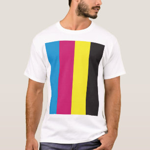 CMYK-Streifen Hintergrundmuster Grafikfarbe Cyan T-Shirt