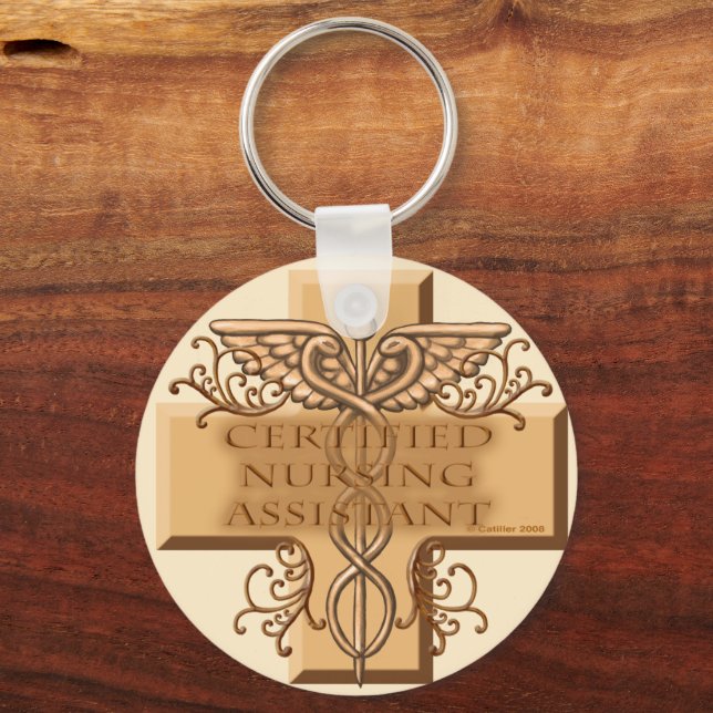 CNA Caduceus custom name Keychain Schlüsselanhänger (Vorderseite)
