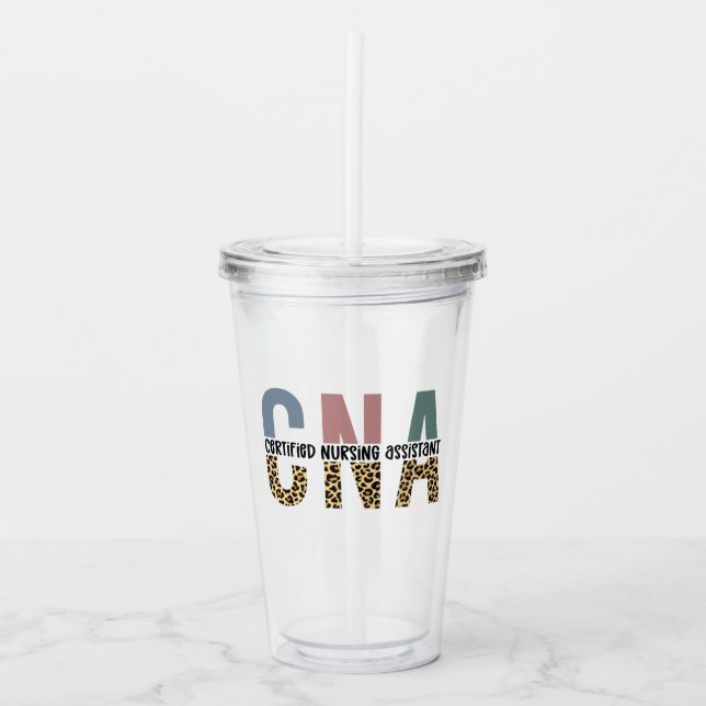 CNA Certified Nursing Assistant Cheetah Print Acryltrinkbecher (Vorderseite)