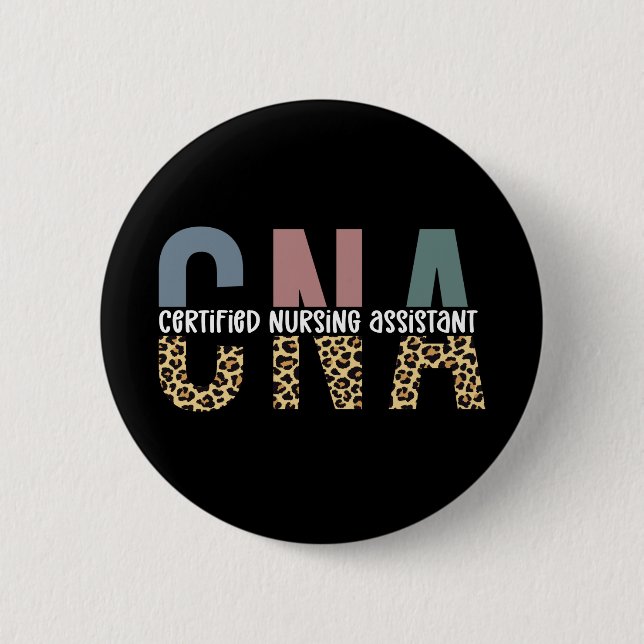 CNA Certified Nursing Assistant Cheetah Print Button (Vorderseite)