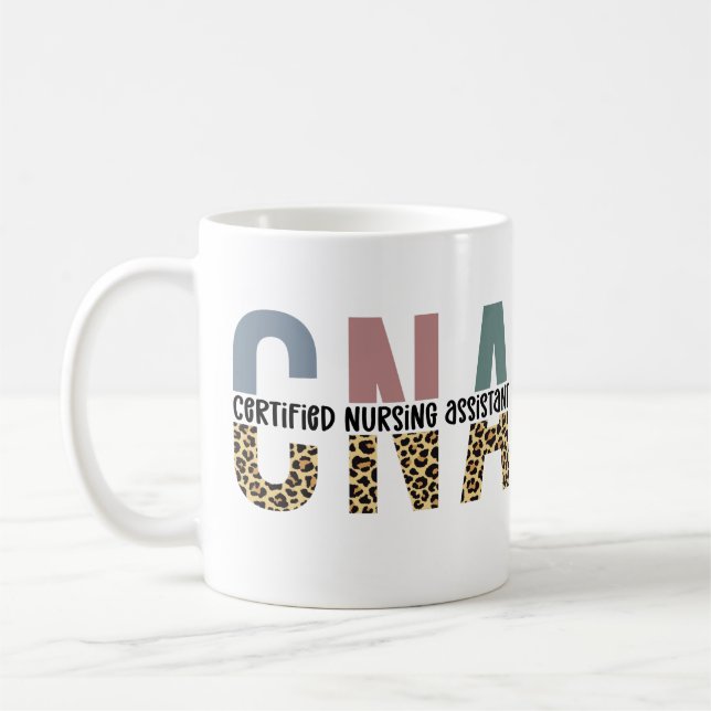 CNA Certified Nursing Assistant Cheetah Print Kaffeetasse (Links)