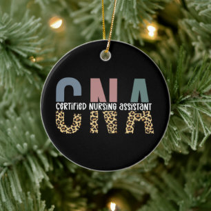 CNA Certified Nursing Assistant Cheetah Print Keramik Ornament