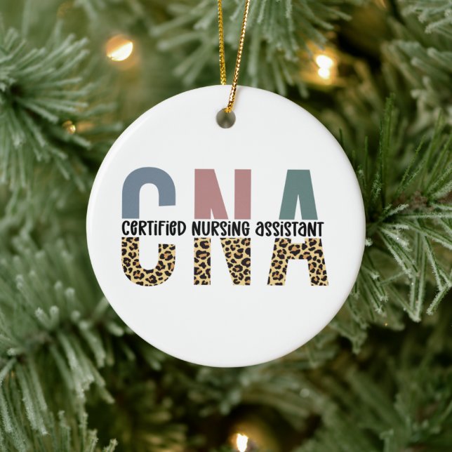 CNA Certified Nursing Assistant Cheetah Print Keramik Ornament (Baum)