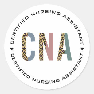 CNA Certified Nursing Assistant Cheetah Print Runder Aufkleber