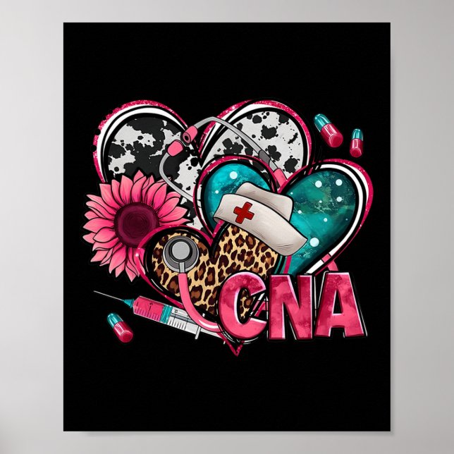 Cna Heart Pink Sonnenblumen Brustkrebs Bewusstsein Poster (Vorne)