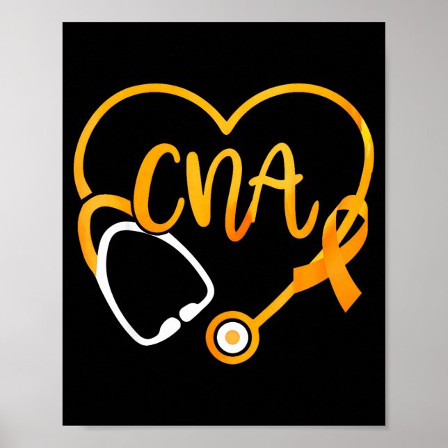 Cna Heart Stethoscope Ribbon Multiple Sclerosis Aw Poster (Vorne)