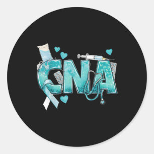 Cna Herz Stethoskop Aquamariner Ribbon Zervikalkre Runder Aufkleber