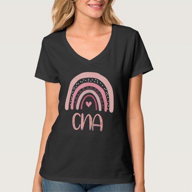 Cna Niedlich Boho Pink Rainbow Certified Nursing A T-Shirt (Vorderseite)