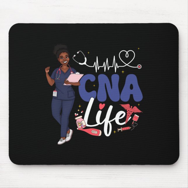 Cna Nurse Black History Monat Afro American Jun Mousepad (Vorne)