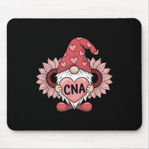 Cna Nurse Gnome Holding Heart Sunflower Valentines Mousepad