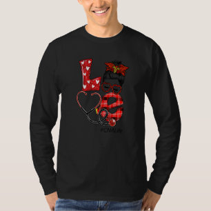 Cna Nurse Kariert Red Leopard Liebe Heart Messy Bu T-Shirt