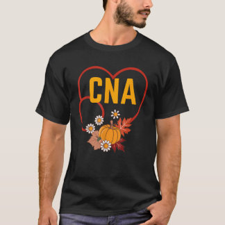 CNA Nurse Stethoscope Heart Floral Pumpkin Fall Nu T-Shirt