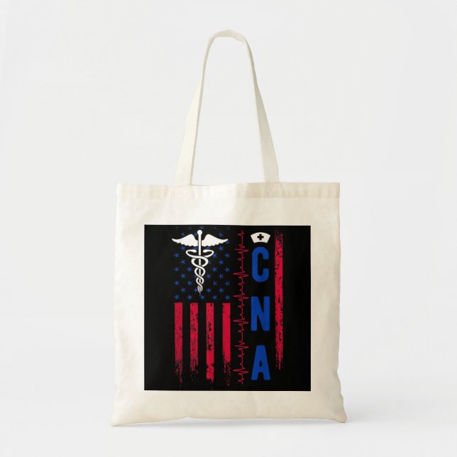 CNA Nurse USA Flag Certified Nursing Assistant Hos Tragetasche (Vorne)
