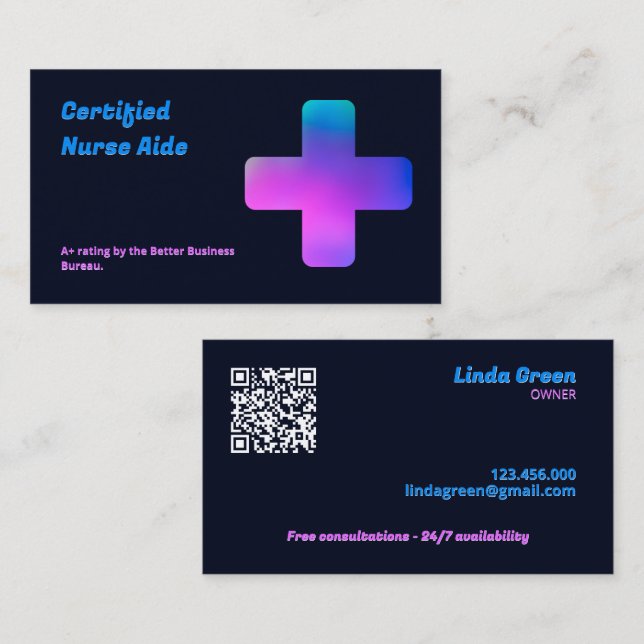 CNA Pflege QR Visitenkarte (Vorne/Hinten)