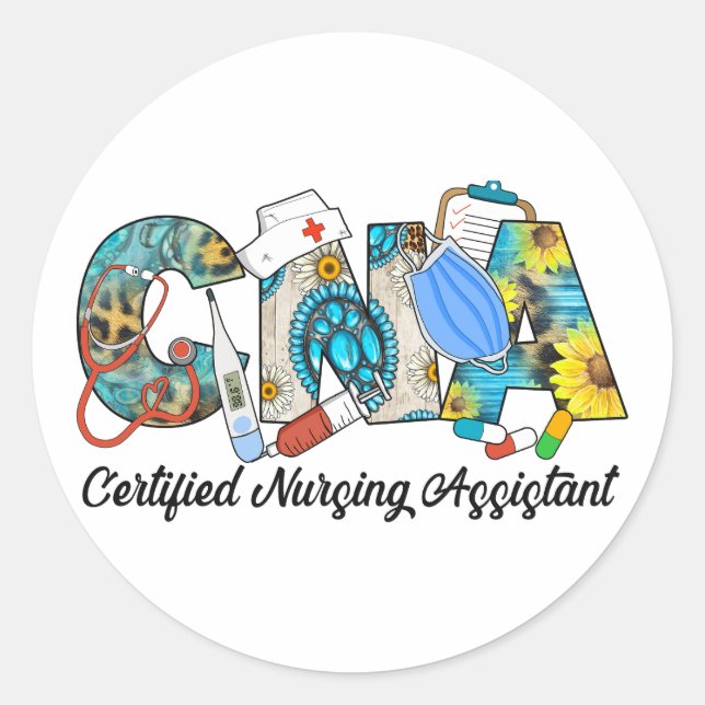 CNA-zertifizierter Krankenpfleger Runder Aufkleber (Vorderseite)