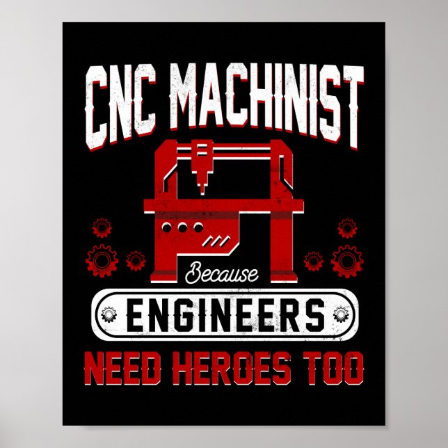 CNC-Maschinen, weil Ingenieure auch Helden brauche Poster (Vorne)
