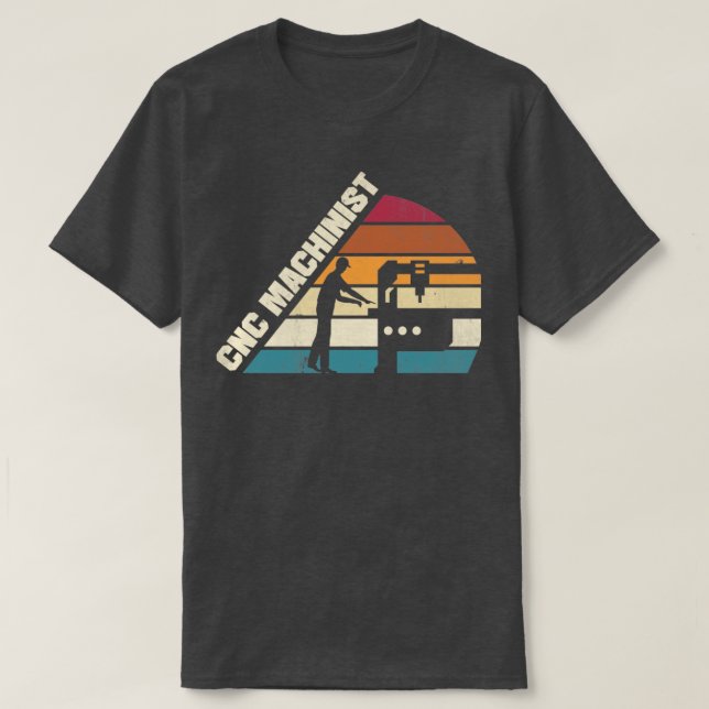 CNC-Maschinist-Metallarbeiter-Silhouette T-Shirt (Design vorne)