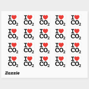 CO2 - I Liebe Kohlendioxid-Aufkleber Quadratischer Aufkleber
