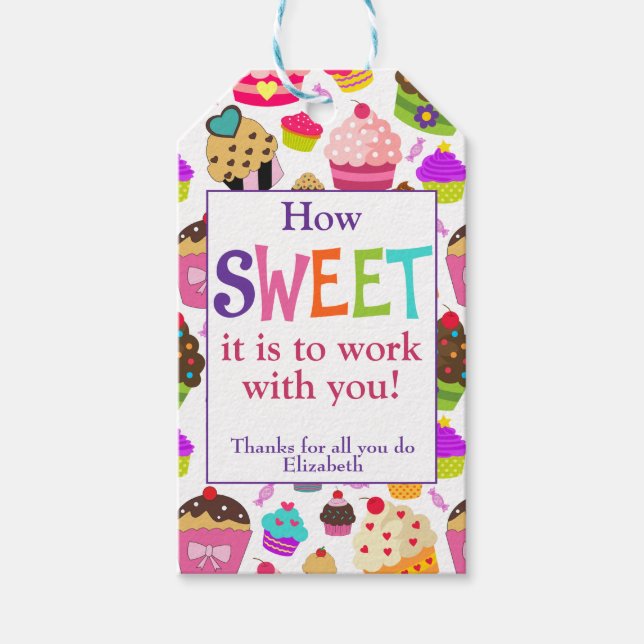 Co-Arbeiter Colleague Sweet Cupcake Geschenkanhänger (Vorderseite)