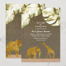 Co-ed Baby Shower Gold Safari Jungle Animals