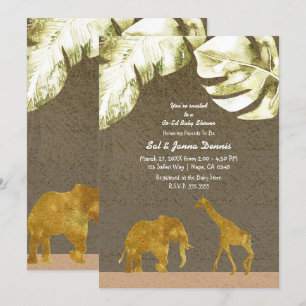 Co-ed Babyparty Gold Safari Dschungeltiere Einladung
