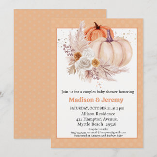 Co Ed Pumpkins Boho Gender Neutral Baby Dusche Einladung