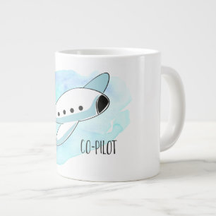 Co-Pilot mit Flugzeug Jumbo-Tasse