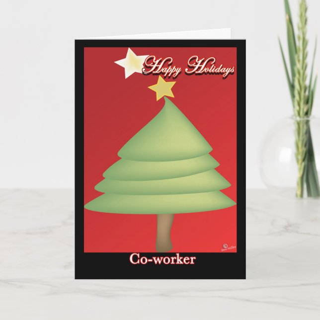 Co-Worker Christmas Card Tree Happy Holidays Dankeskarte (Vorderseite)