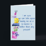 Co-Worker Colleague Funny Birthday Card Feiertagskarte<br><div class="desc">Sie kann personalisiert werden, indem Sie auf die Schaltfläche Anpassen klicken und den Namen, die Initialen oder die Wörter ändern. Sie können auch die Textfarbe und den Textstil ändern oder den Text für nur ein Bild löschen. Kontaktieren Sie mich unter colorflowcreations@gmail.com , wenn Sie dieses Design für ein anderes Produkt...</div>