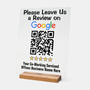 Co-Working-Space Serviced Offices Google Review QR Acrylschild