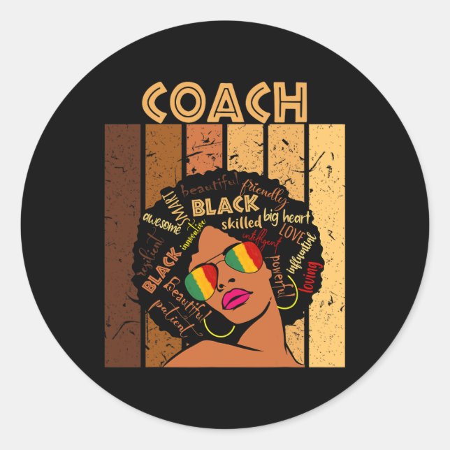 Coach Afro American Women Black History Mo Runder Aufkleber (Vorderseite)
